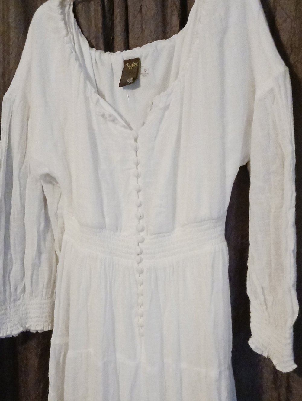 Boho White Button-Front Maxi Dress - Picture 2 of 3